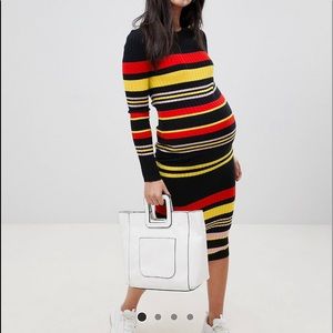 ASOS maternity dress rib striped midi